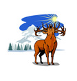 deer in the snow mountains vector image