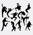 hip hop male and female dancer silhouettes vector image