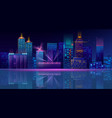 neon megapolis background with buildings vector image