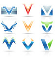 abstract glossy icons based on the letter v vector image vector image