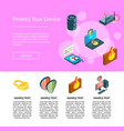 isometric data and computer safety icons vector image vector image