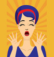 screaming vintage pin up girl vector image