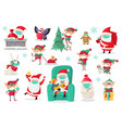 cartoon christmas characters wearing medical masks vector image