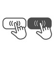 hand cursor on button pointer clicking line vector image
