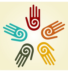 Hand with spiral symbol in a circle Royalty Free Vector