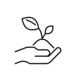 leaf hand care line icon vector image vector image