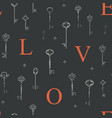 seamless pattern on theme love with old keys vector image