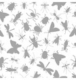 grey silhouettes insect seamless pattern vector image
