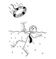 cartoon of businessman drowning in water someone vector image