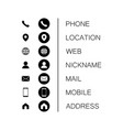 set web icons for business cards finance vector image