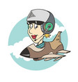 women pilot ridding plane vector image