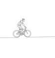 continuous one line drawing man riding a bicycle vector image