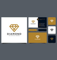 diamond logo designs mono line with business card vector image