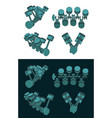 piston crank color drawings vector image