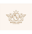 initial hs letter lion royal luxury heraldiccrest vector image vector image
