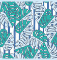 outline monstera silhouettes seamless pattern vector image