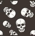 human skull seamless pattern white on dark vector image