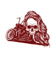 motorcycle woman skull design vector image