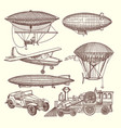 set of machines in steampunk style vector image vector image