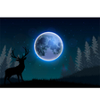 silhouette of a deer standing on hill at night vector image