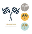 checkered flags line icon speed automobile vector image