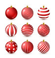 christmas tree shiny red balls set new year vector image