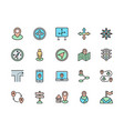 set navigation color line icons compass vector image vector image