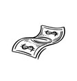 black and white doodle 100 dollar bill sketch vector image vector image