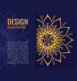 card gold mandala on dark blue background elegant vector image vector image