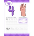 preschool learning number four worksheet vector image