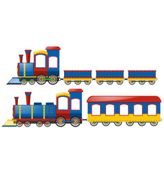 Blue tractor with three wagons Royalty Free Vector Image
