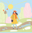 young woman wearing warm clothes standing vector image