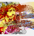 painting of beautiful man with long hair playing vector image