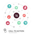 call to action colored circle concept with simple vector image
