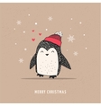 cute happy penguin - merry christmas greetings vector image vector image