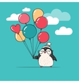 cute penguin with balloons - merry christmas vector image vector image