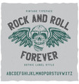 rock and roll label font vector image