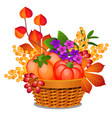 composition in the form of a wicker basket filled vector image