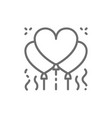 heart shaped balloons confetti line icon vector image