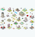 isometric city building icons vector image vector image