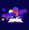 reading inspiration concept with red-headed girl vector image vector image
