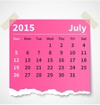 calendar july 2015 colorful torn paper vector image