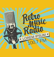 banner for retro music radio with microphone vector image