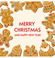 christmas gingerbread homemade cookiesmerry vector image