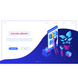 online library - modern colorful isometric vector image