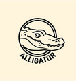 alligator head in circle cut out icon vector image vector image