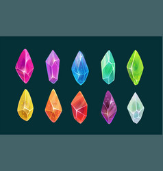 elegant colorful shiny gems and magic crystals vector image