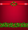 christmas border with holly berry red background vector image vector image