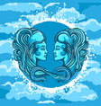 zodiac sign of gemini in air circle vector image vector image