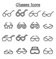 glasses icon set in thin line style vector image